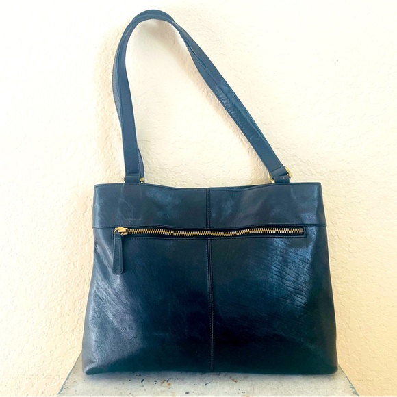 HOBO Black Leather Turn-lock Tote Bag - Picture 4 of 14